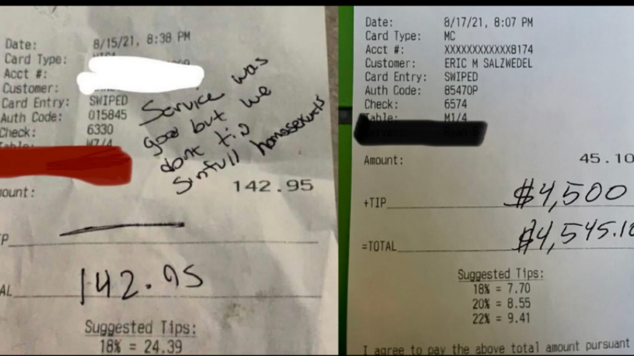 The Internet Steps Up Big Time After Gay Server Is Left A Homophobic Message In Place Of A Tip