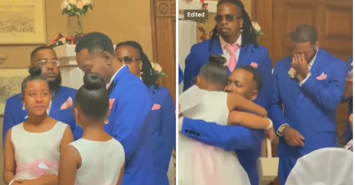 Groom Drops To One Knee During His Wedding To Propose Adoption To Stepdaughters In Tear-Jerker Viral Video