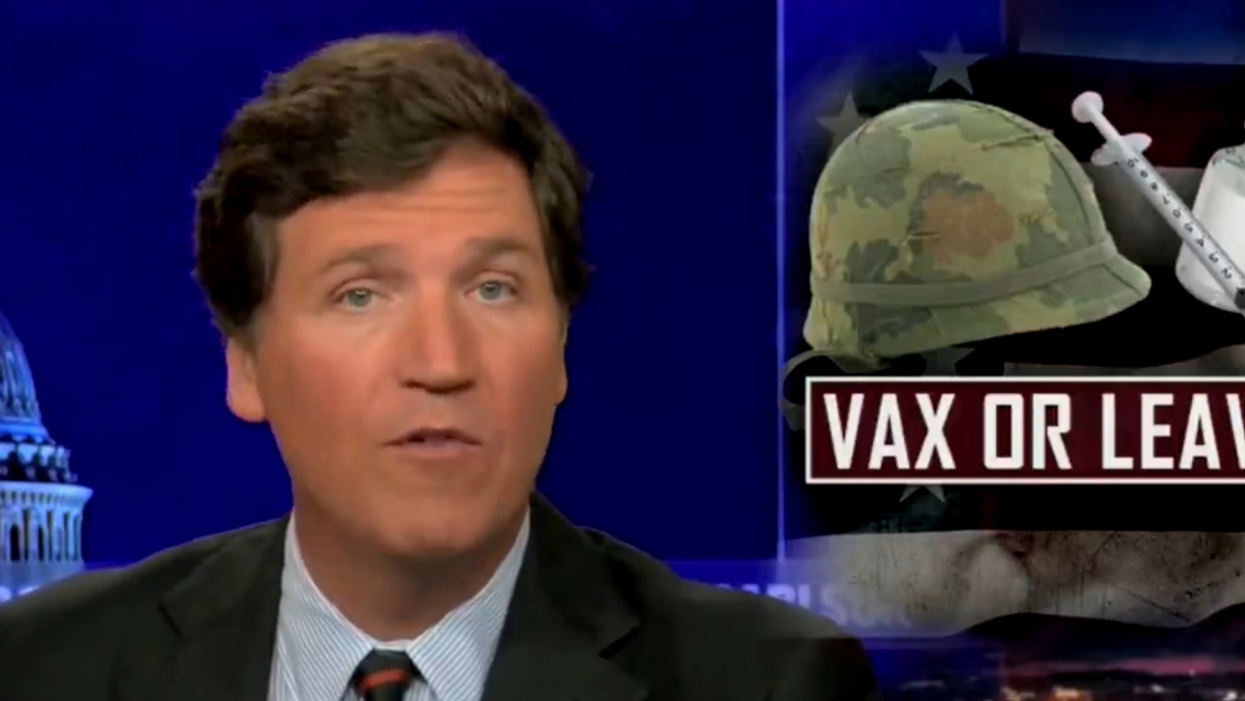 Tucker Slammed for Saying Biden's Military Vaccine Mandate Is a 'Takeover of the U.S. Military'