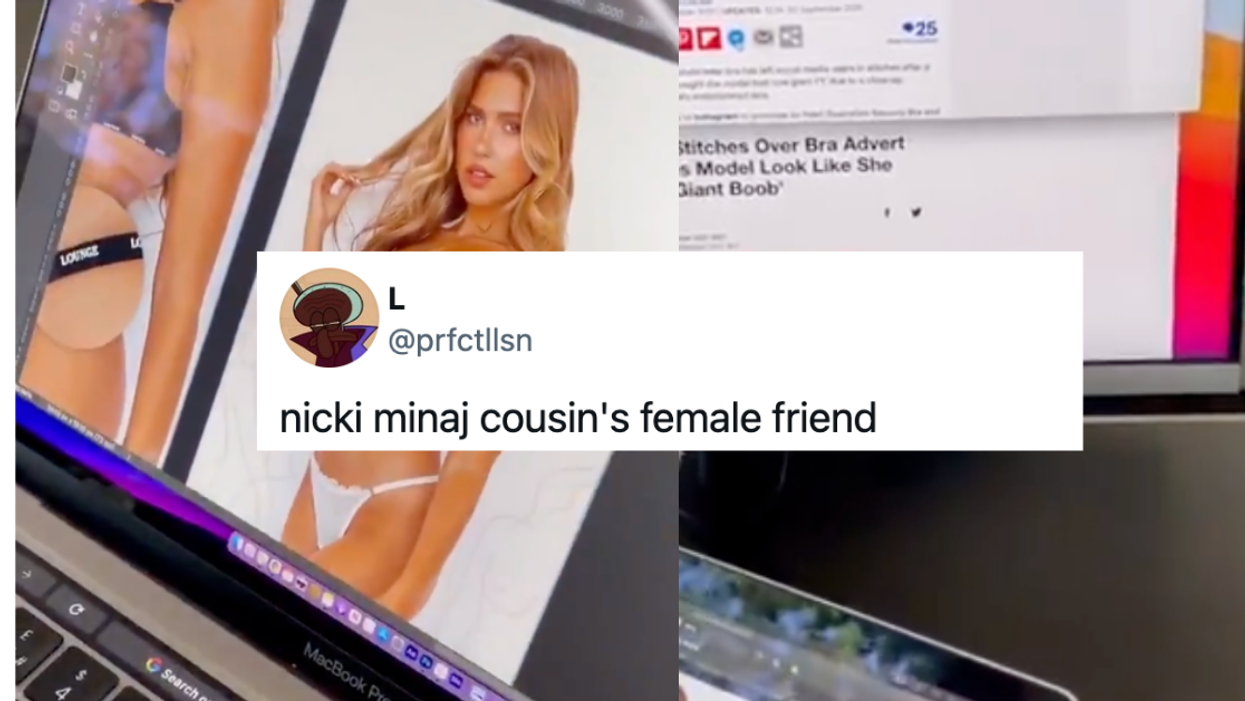 Bra Ad's Awkwardly-Placed Fabric Close-Up Makes Model Appear To Have One Giant Boob