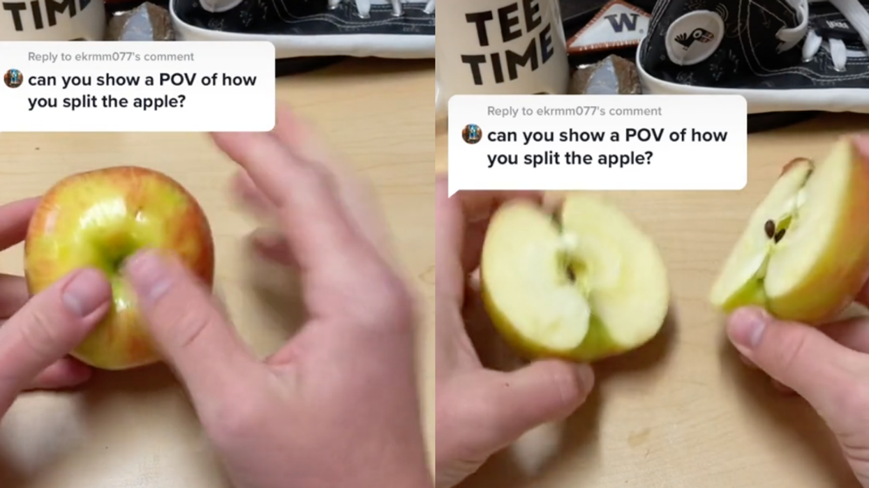 Elementary School Teacher Wows TikTok With Trick For Splitting An Apple In Half Without A Knife