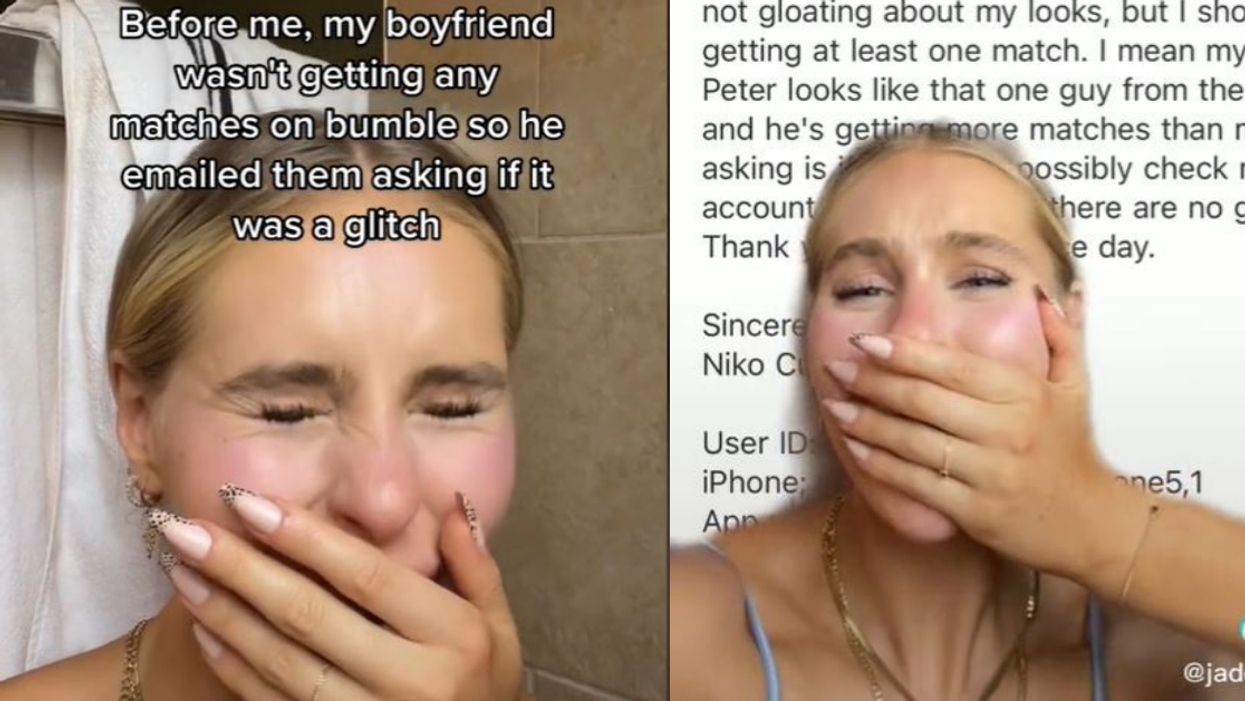 Woman Loses It After Learning Her Boyfriend Once Emailed Dating App After Getting Zero Matches