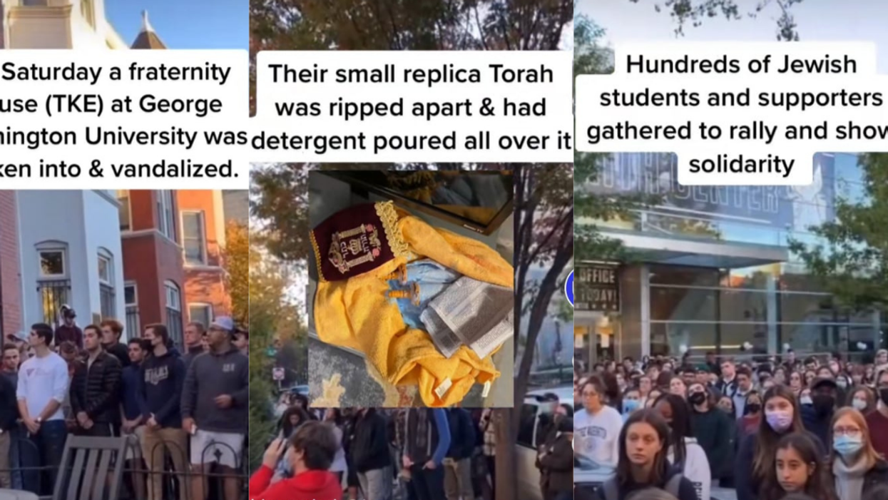 Outraged Students Take To The Streets After Fraternity's Copy Of The Torah Is Ripped Apart By Vandals