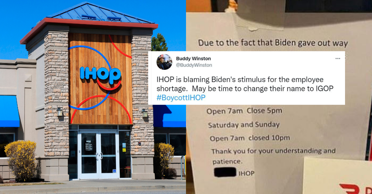 Alaska IHOP Slammed After Posting Reduced Hours Sign That Blames Worker Shortage On Biden