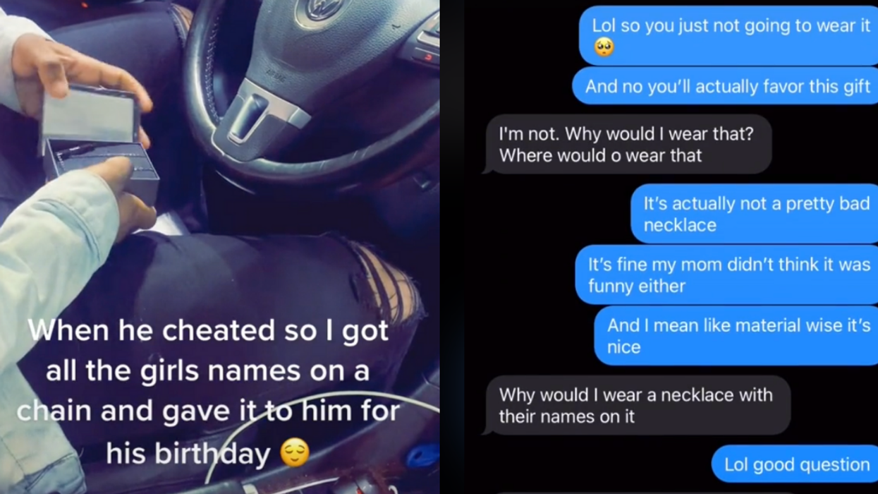 Woman Gets Boyfriend A Chain Engraved With Names Of Girls He Cheated On Her With In Petty TikTok