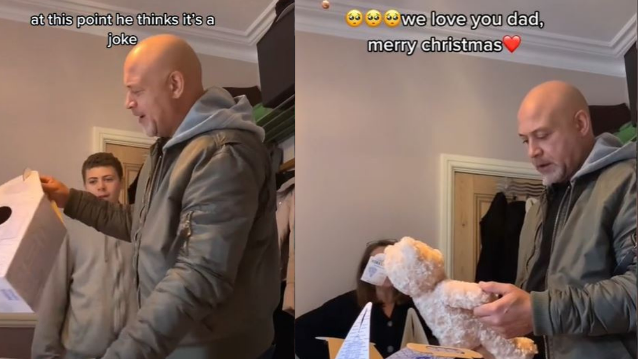 Man Breaks Down In Tears After Getting Stuffed Bear That Plays His Late Mom's Voice In Emotional Video