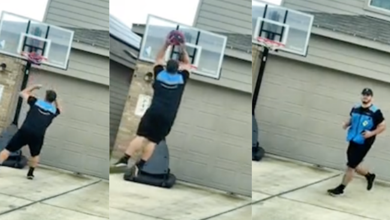 Amazon Delivery Driver Stunned After Getting Fired For Dunking Basketball In Customer's Driveway