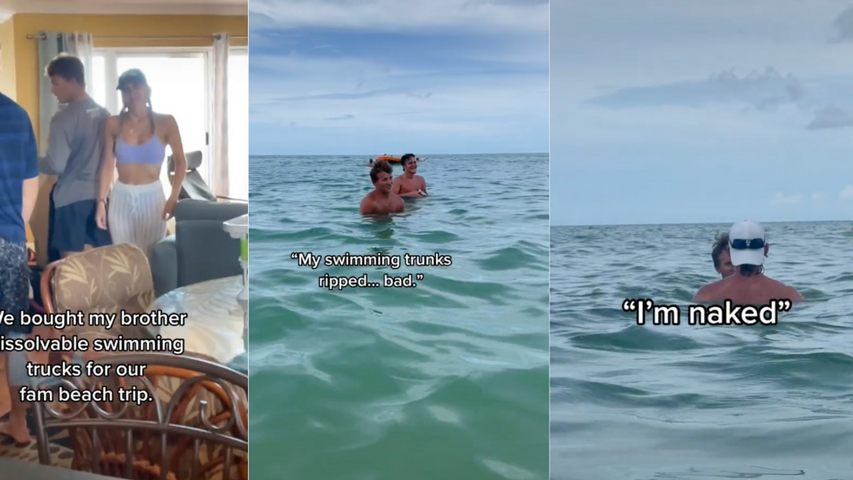 TikToker Leaves Viewers Divided After Pranking Brother With Dissolving Swimsuit At Public Beach