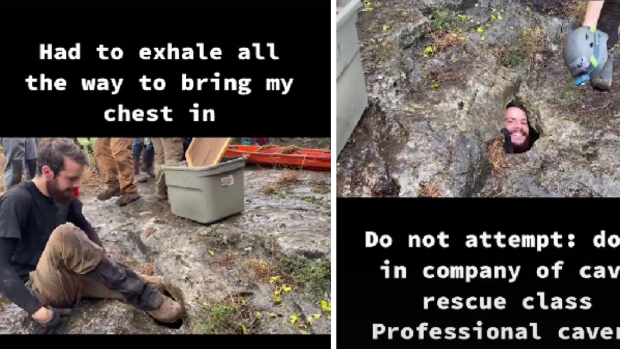 Viral Video Of Caver Squeezing Himself Into The Tiniest Of Holes Has TikTok Feeling Claustrophobic