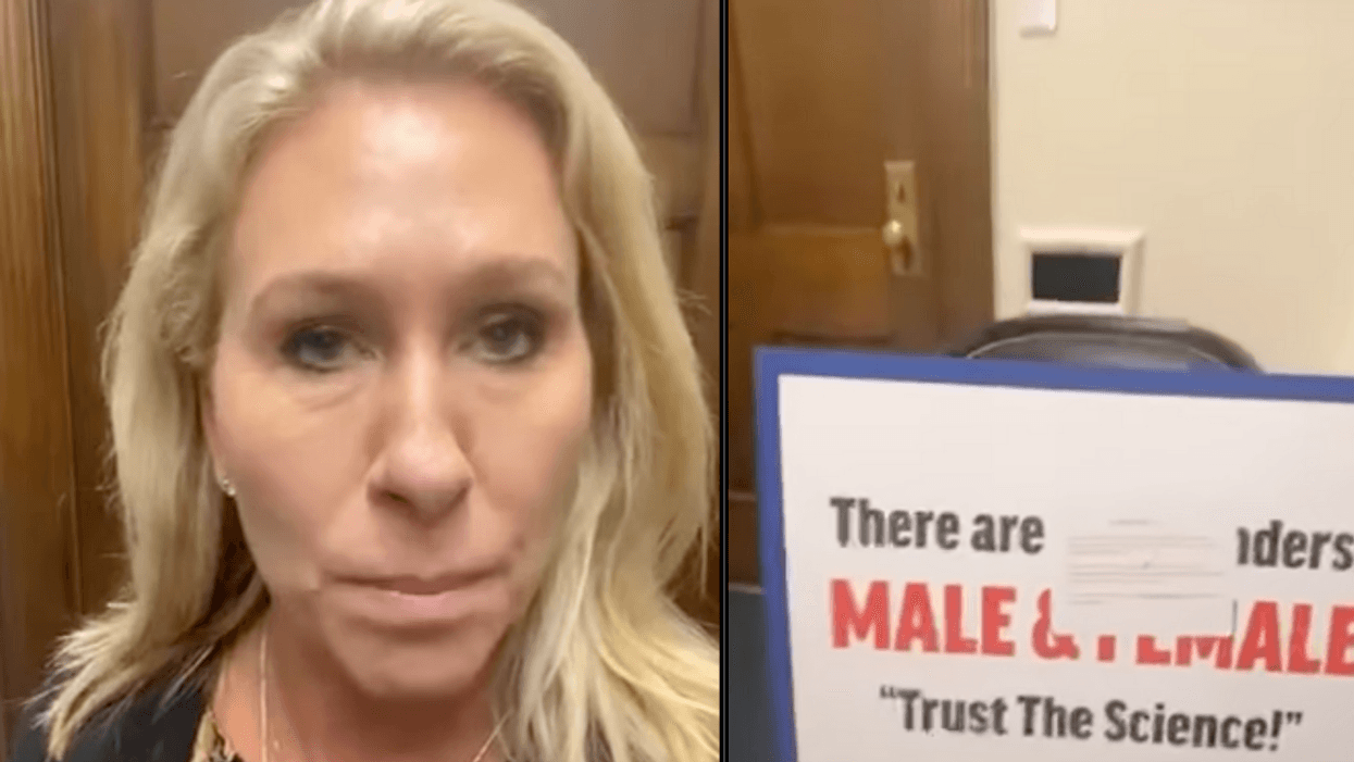 QAnon Rep. Melts Down After Someone Vandalizes Her Anti-Trans Sign: 'This Is Criminal Activity!'