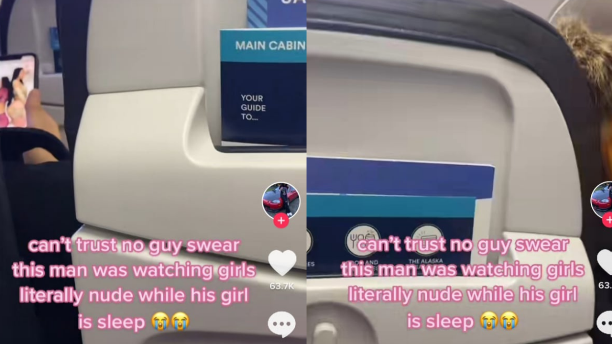 TikToker Catches Guy Watching Videos Of Women While His Girlfriend Sleeps Next To Him On Flight