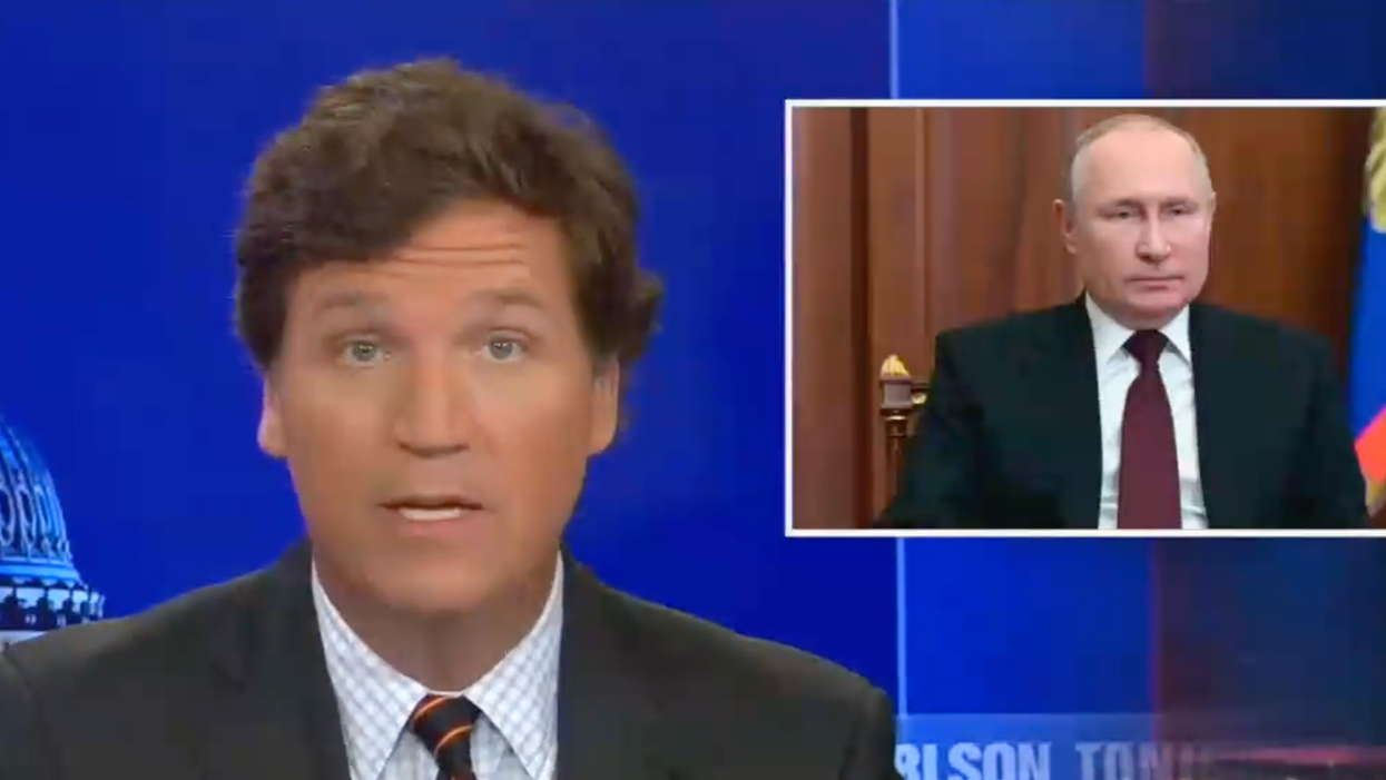 Tucker Carlson Gets Brutal Reminder After He Says People Should Be 'Outraged' by Putin's Invasion of Ukraine
