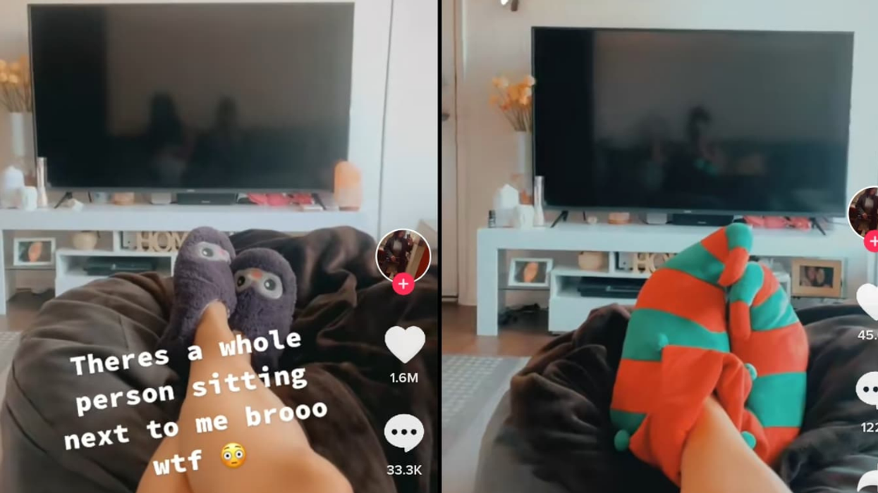 Woman Creeped All The Way Out After Catching 'Ghost' Sitting Next To Her In TV Reflection