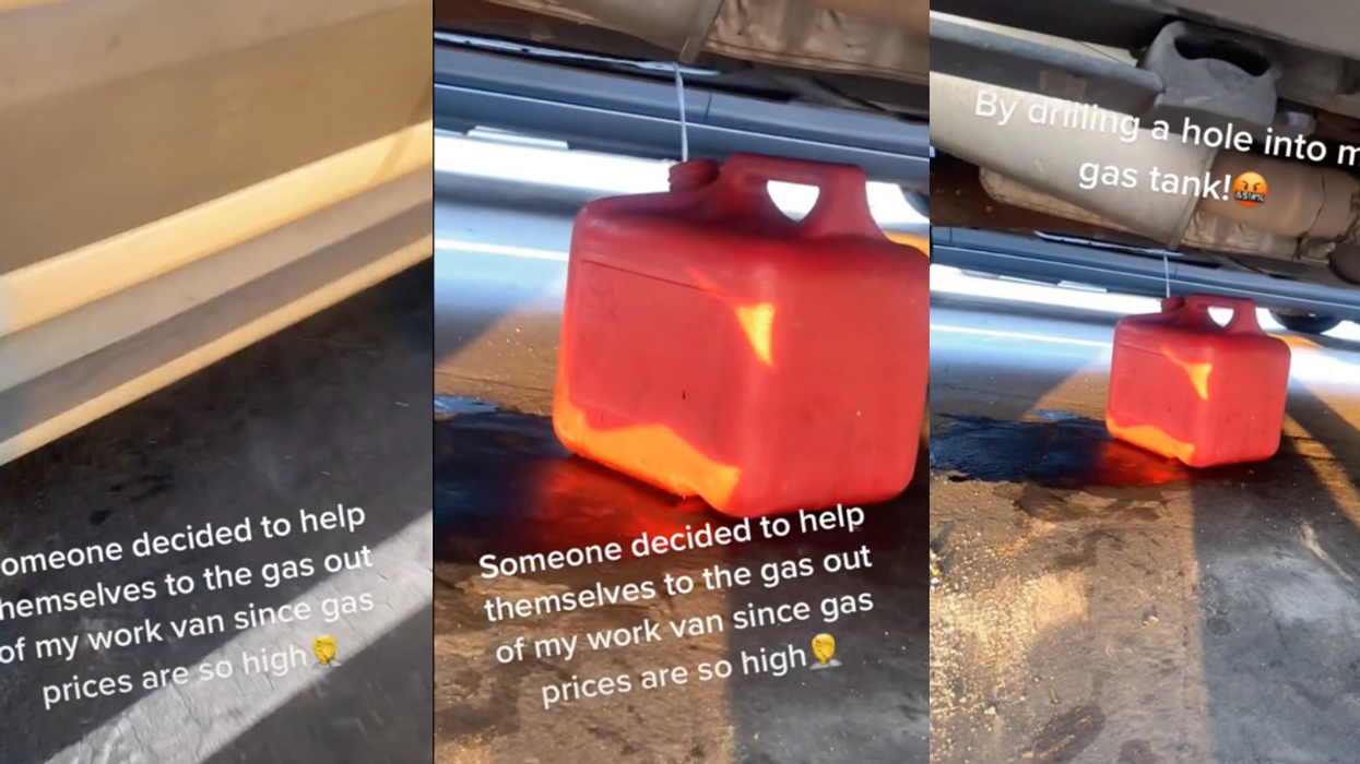 TikToker Floored To Find Someone Drilled Into Their Work Van's Gas Tank To Steal Gas Due To High Prices