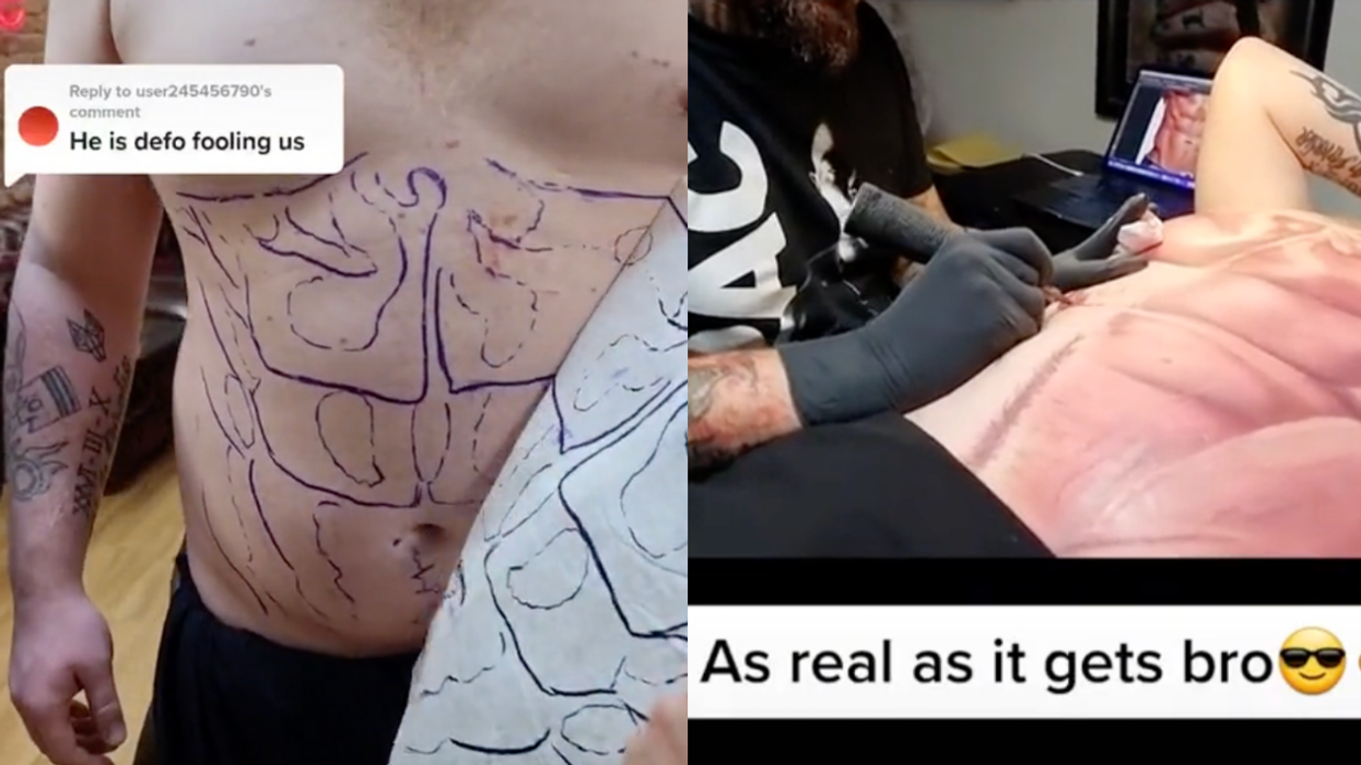 Guy Is Tired Of Going To Gym And Not Seeing Results—So He Gets A Six-Pack Tattooed On His Belly