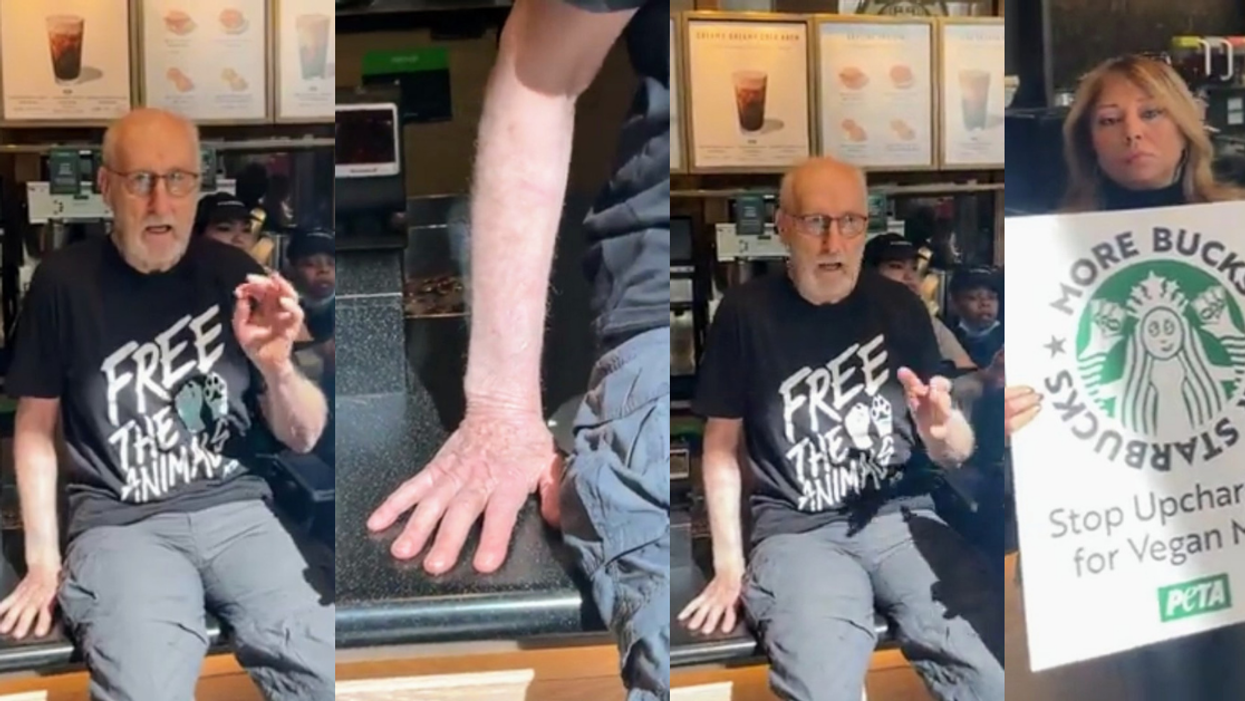 James Cromwell Glues Hand To Starbucks Counter To Protest Surcharge For Plant-Based Milk