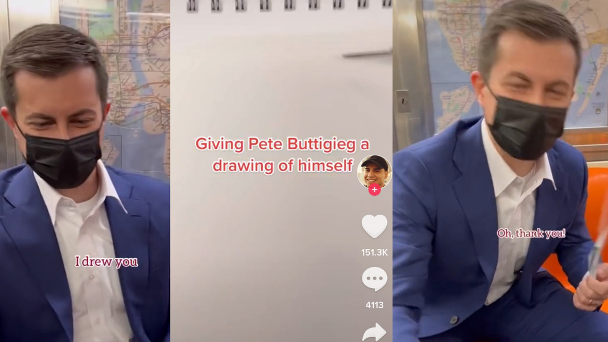 Artist Known For Secretly Drawing Subway Riders Gives Pete Buttigieg An Impressive Portrait Of His Own