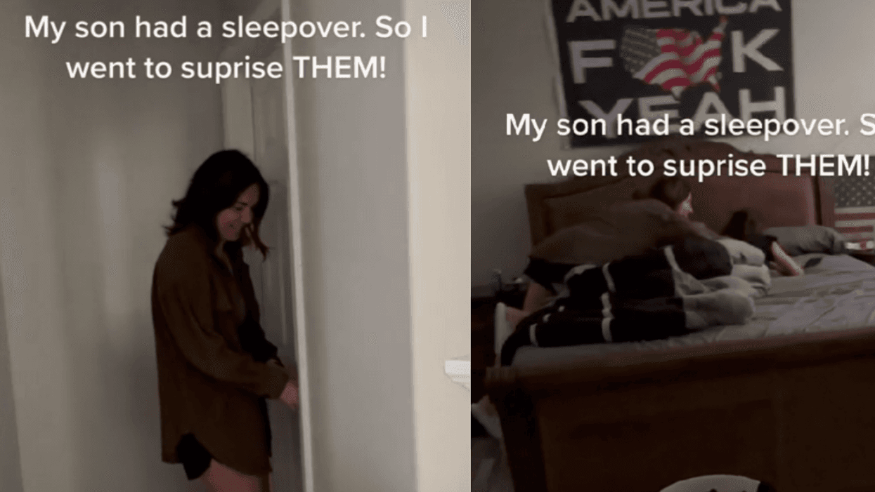TikTok Mom Called Out After Sneaking Into Adult Son's House To Surprise Him In Bed With Girl