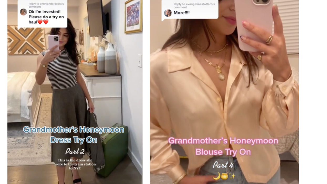TikToker Finds Her Grandma's 1950 Honeymoon Outfits In A Suitcase—And They Still Look Flawless