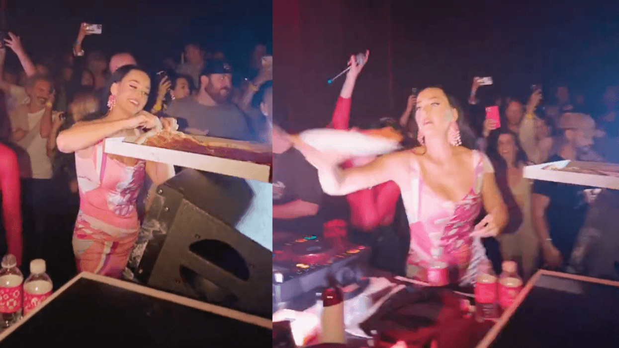 Katy Perry Tried To Casually Fling Slices Of Pizza Into A Nightclub Crowd—And It Didn't Go So Well