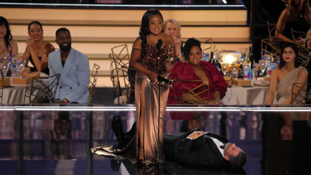 Jimmy Kimmel Hit With Backlash For Laying On Stage During Quinta Brunson's Emmy Acceptance Speech