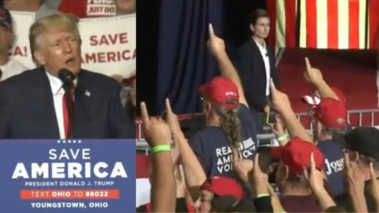'Heil Trump' Trends After Clip Of Rallygoers Raising Their Hands To Trump As Creepy Song Played Goes Viral