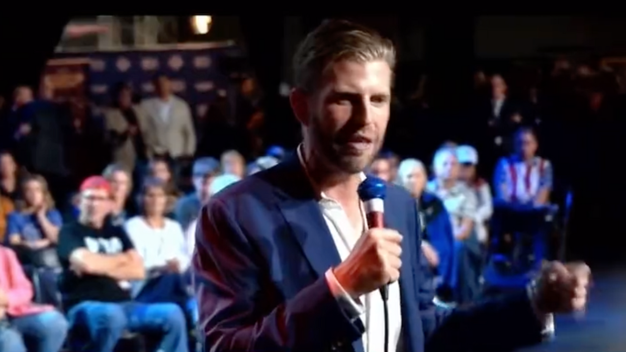 Eric Trump Told A MAGA Crowd He's 'Not The Tinfoil Hat-Wearing Guy'—And Twitter Can't Even