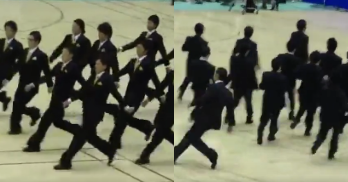 Resurfaced Video Of Japanese Students Performing 'Synchronized Crossings' Is Truly Something To Behold