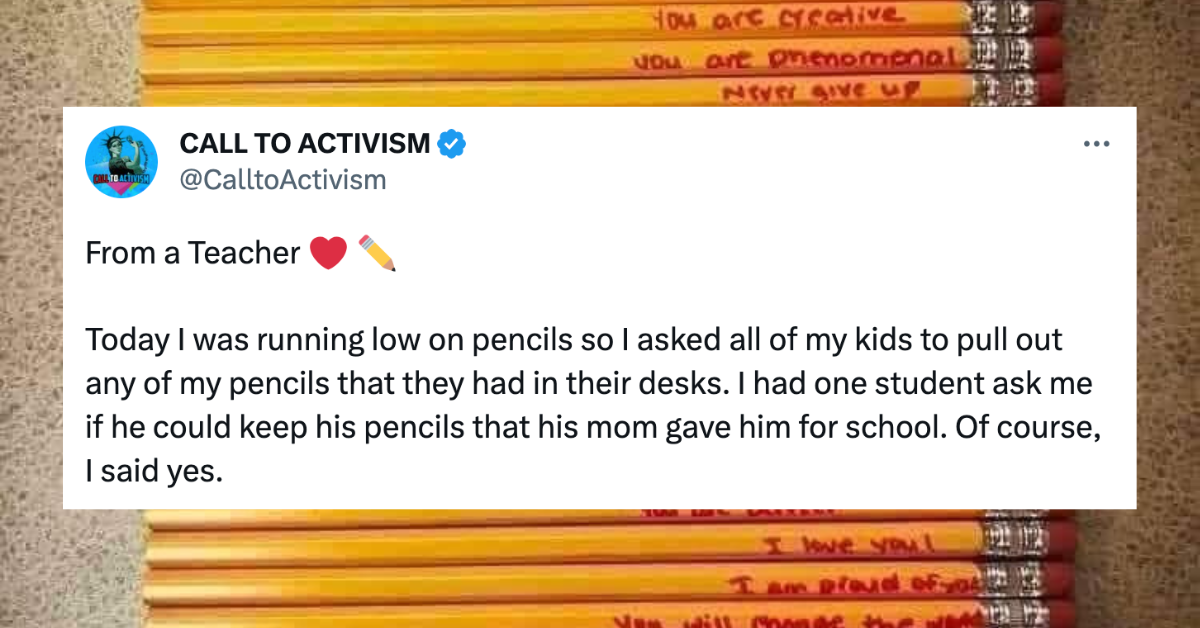 Teacher Asks To Borrow Student's Pencils—And Discovers Heartwarming Messages Written On Them By His Mom
