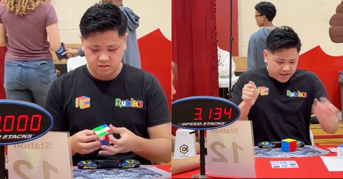 Man Absolutely Smashes World Record For Solving Rubik's Cube—And The Crowd Goes Wild
