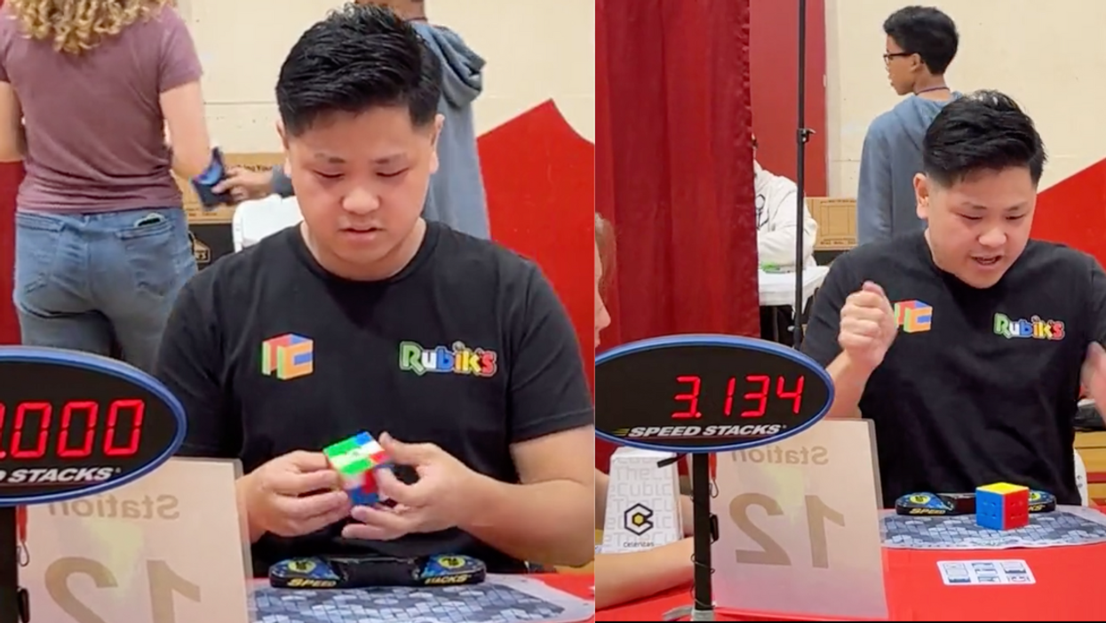 Man Absolutely Smashes World Record For Solving Rubik's Cube—And The Crowd Goes Wild