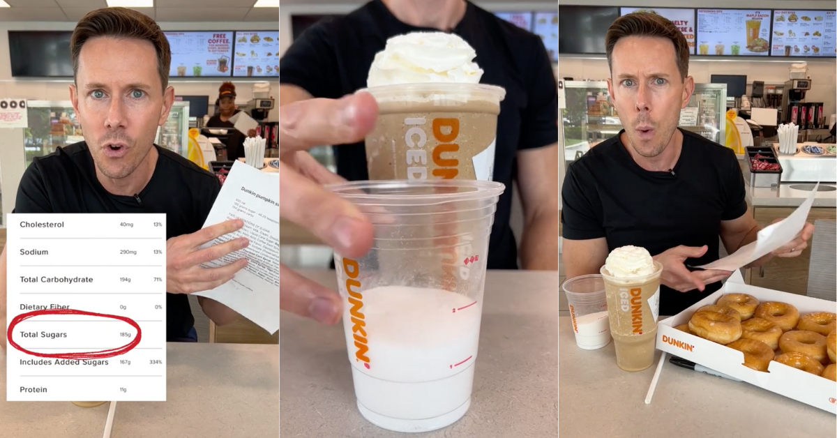 TikToker Shows Just How Much Sugar Is In Dunkin' Donuts' Pumpkin Drink—And It's Shocking