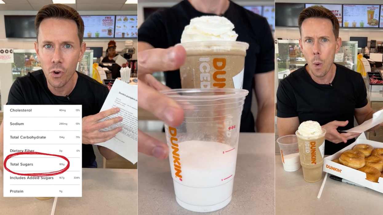 TikToker Shows Just How Much Sugar Is In Dunkin' Donuts' Pumpkin Drink—And It's Shocking