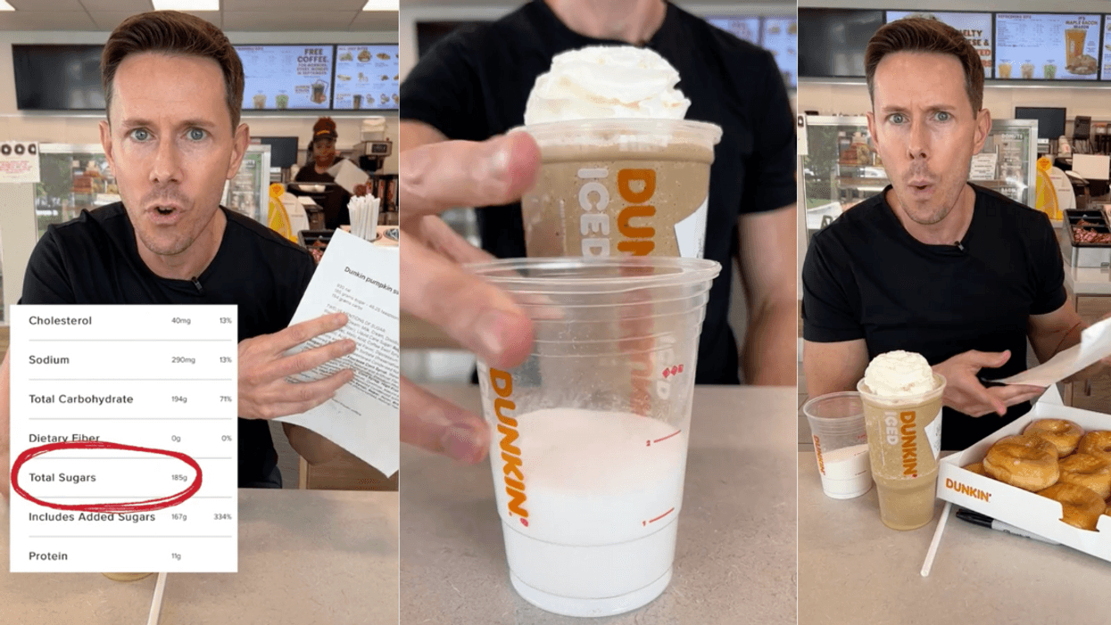 TikToker Shows Just How Much Sugar Is In Dunkin' Donuts' Pumpkin Drink—And It's Shocking