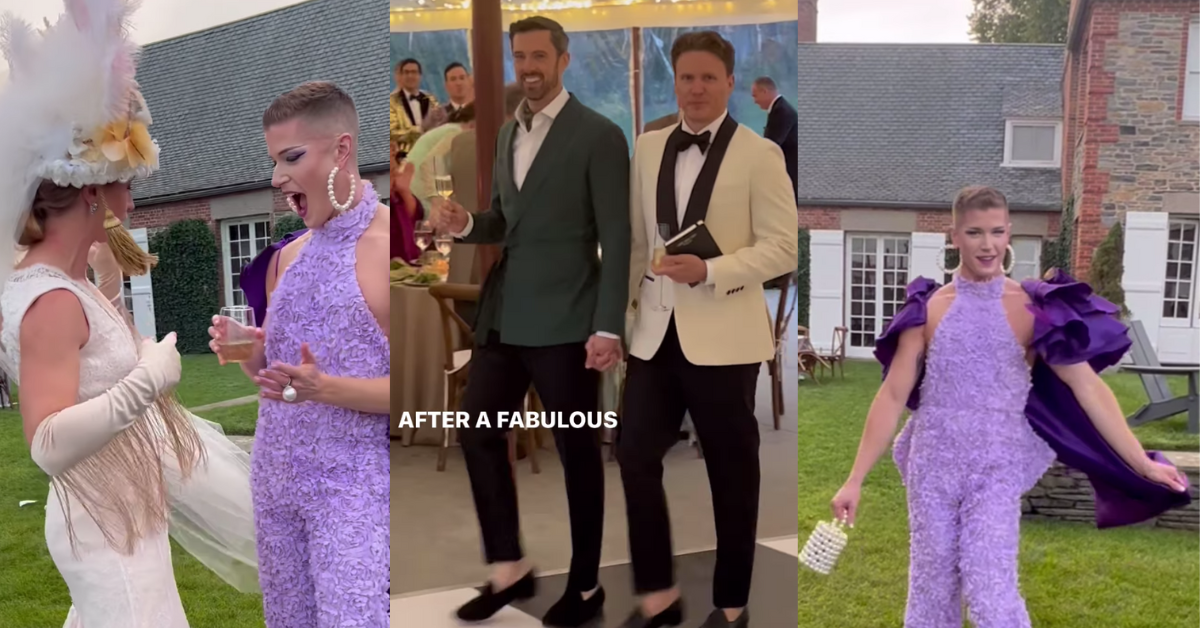 Gay Wedding With 'Upstage The Grooms' Theme Goes Viral—And The Looks Are Fabulous
