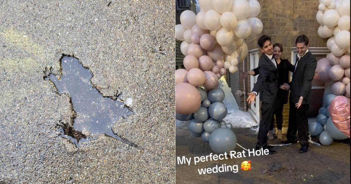 Gay Couple Gets Married Next To 'Rat Hole' Left In Wet Pavement In Chicago In Hilarious Viral Video