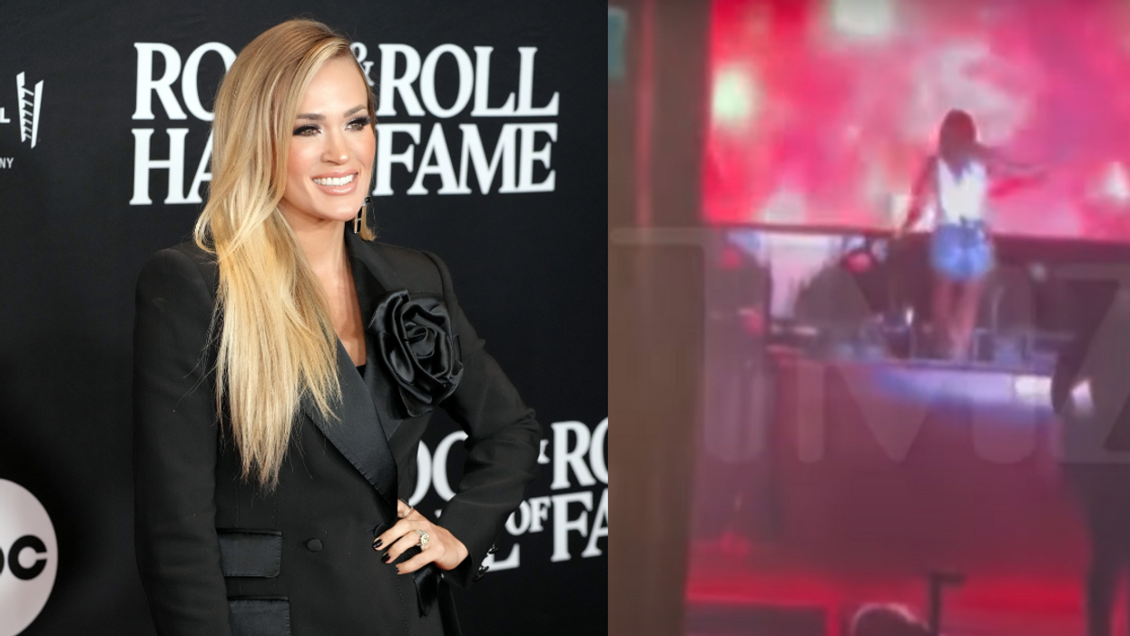 Carrie Underwood Falls Down Stairs While Exiting Stage After Rain-Soaked Concert