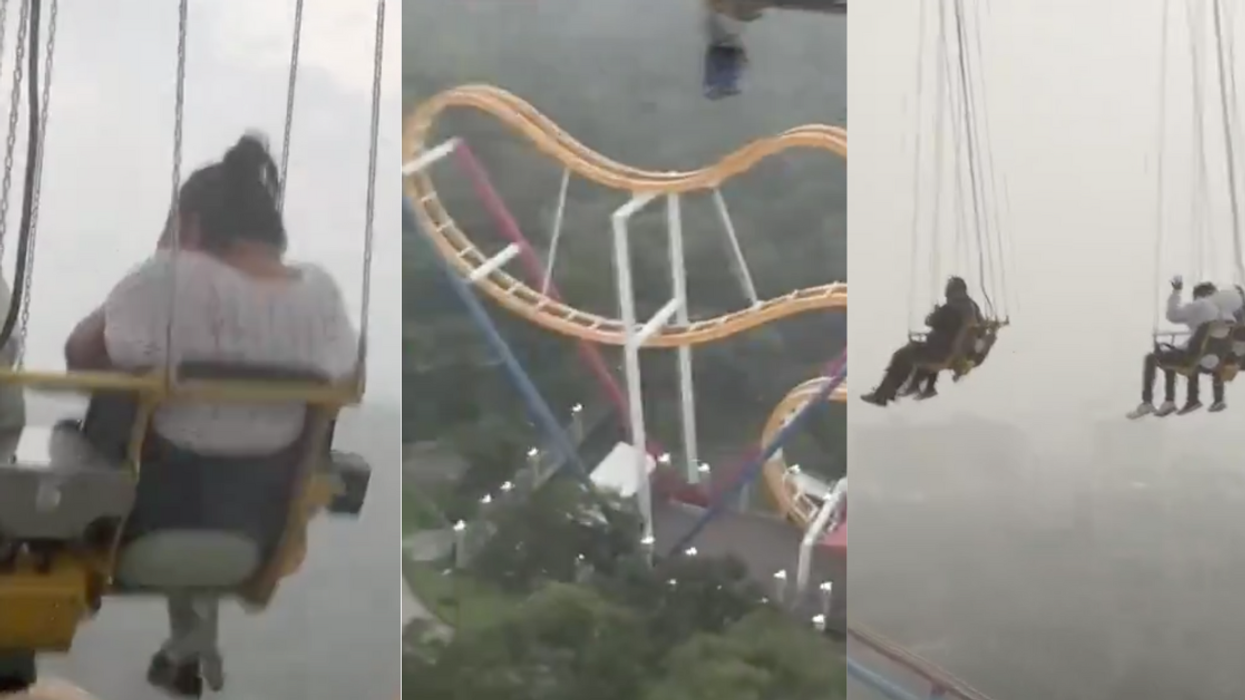 Harrowing Video Captures Theme Park Riders Stuck 250 Feet In The Air Amid Torrential Rainstorm