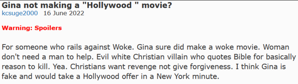 IMDb screenshot of kcsuge2000's review of "Terror on the Prairie"