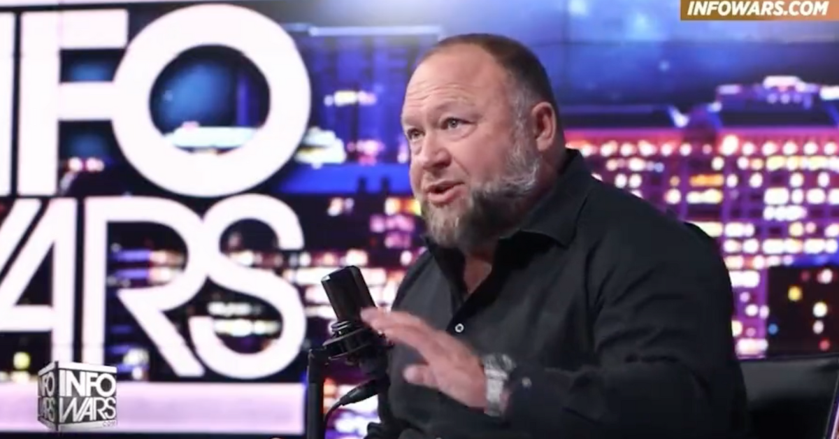 InfoWars screenshot of Alex Jones