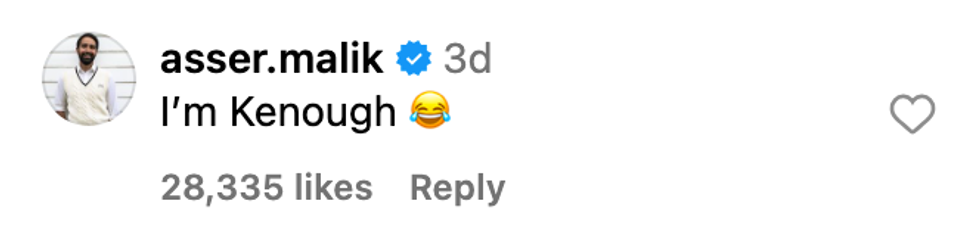 Instagram screenshot of @asser.malik's response