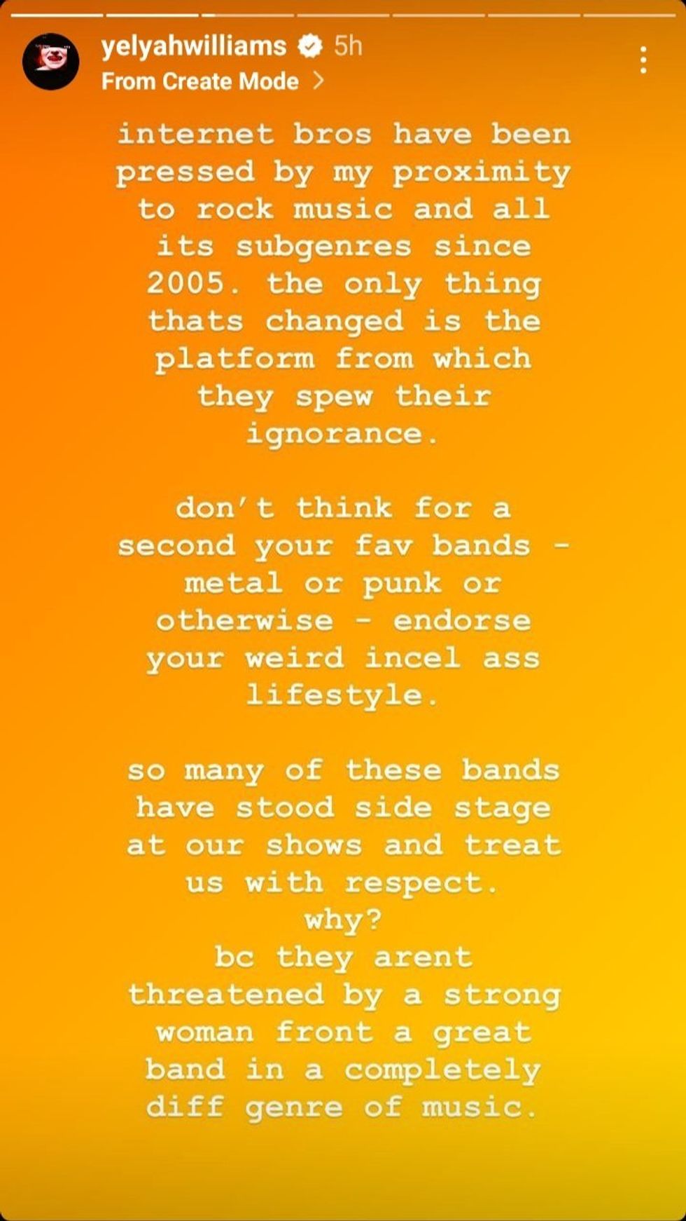 Instagram screenshot of Hayley Williams' Instagram story