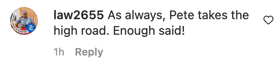 Instagram screenshot of @law2655's response