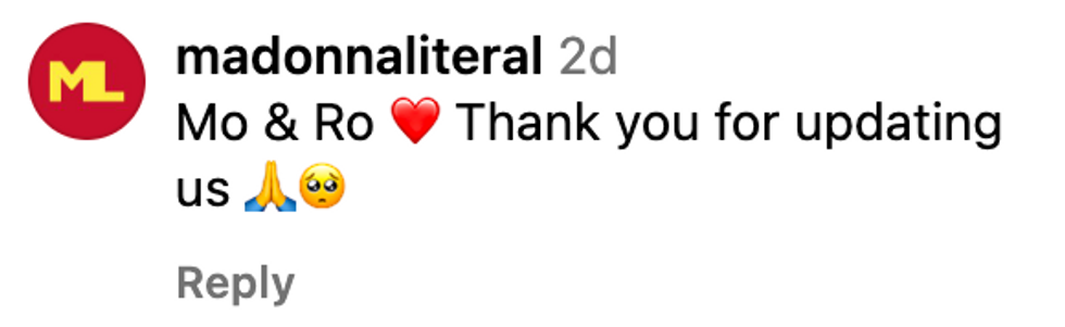 Instagram screenshot of @madonnaliteral's post