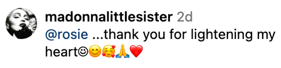 Instagram screenshot of @madonnalittlesister's post