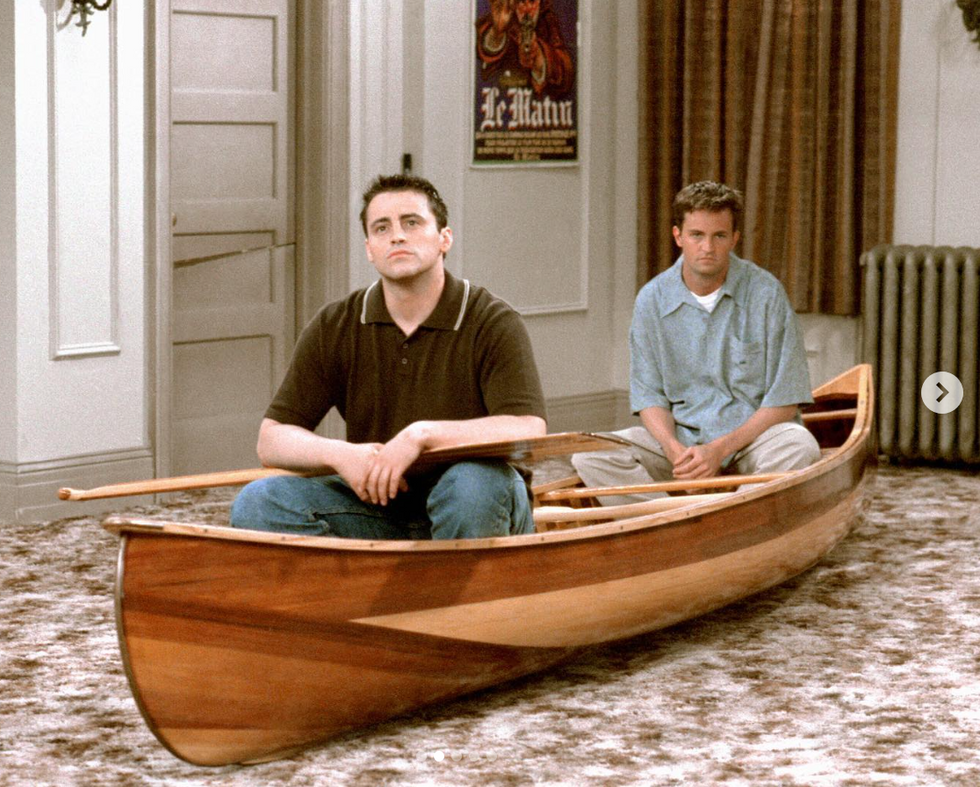 Instagram screenshot of Matt LeBlanc and Matthew Perry on "Friends"