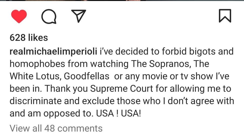 Instagram screenshot of @realmichaelimperioli's post