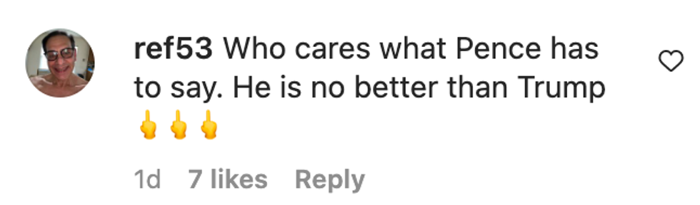 Instagram screenshot of @ref53's response