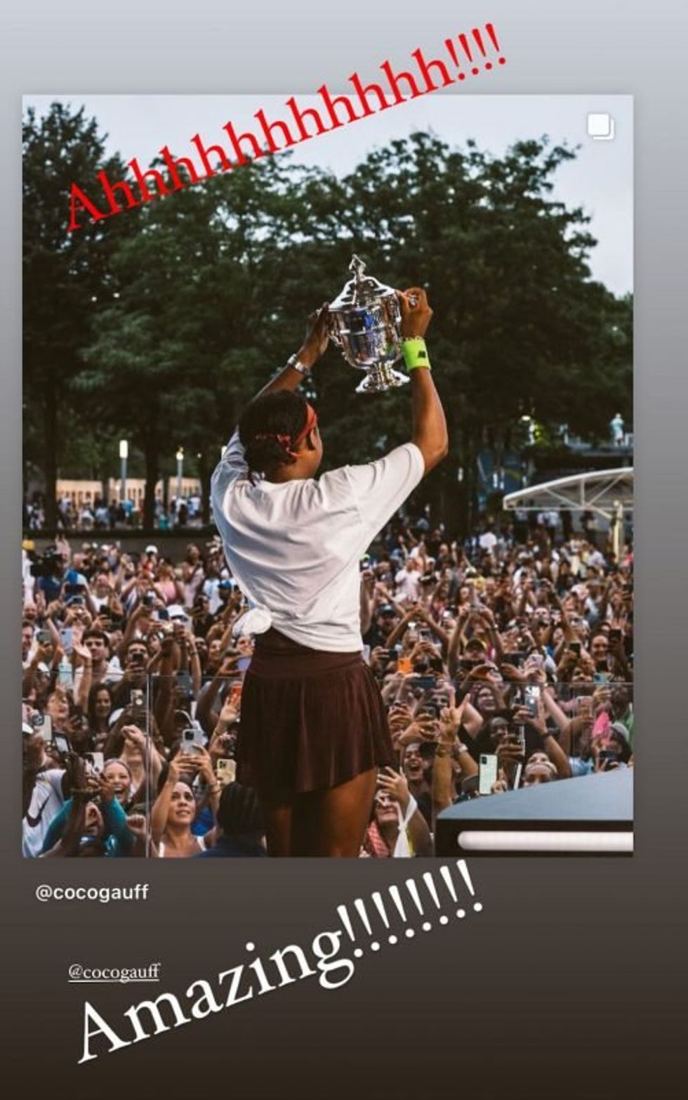Instagram screenshot of @serenawilliams' post to Coco Gauff