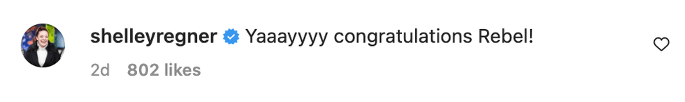 Instagram screenshot of @shelleyregner's post